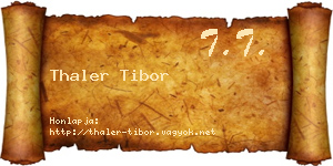 Thaler Tibor névjegykártya